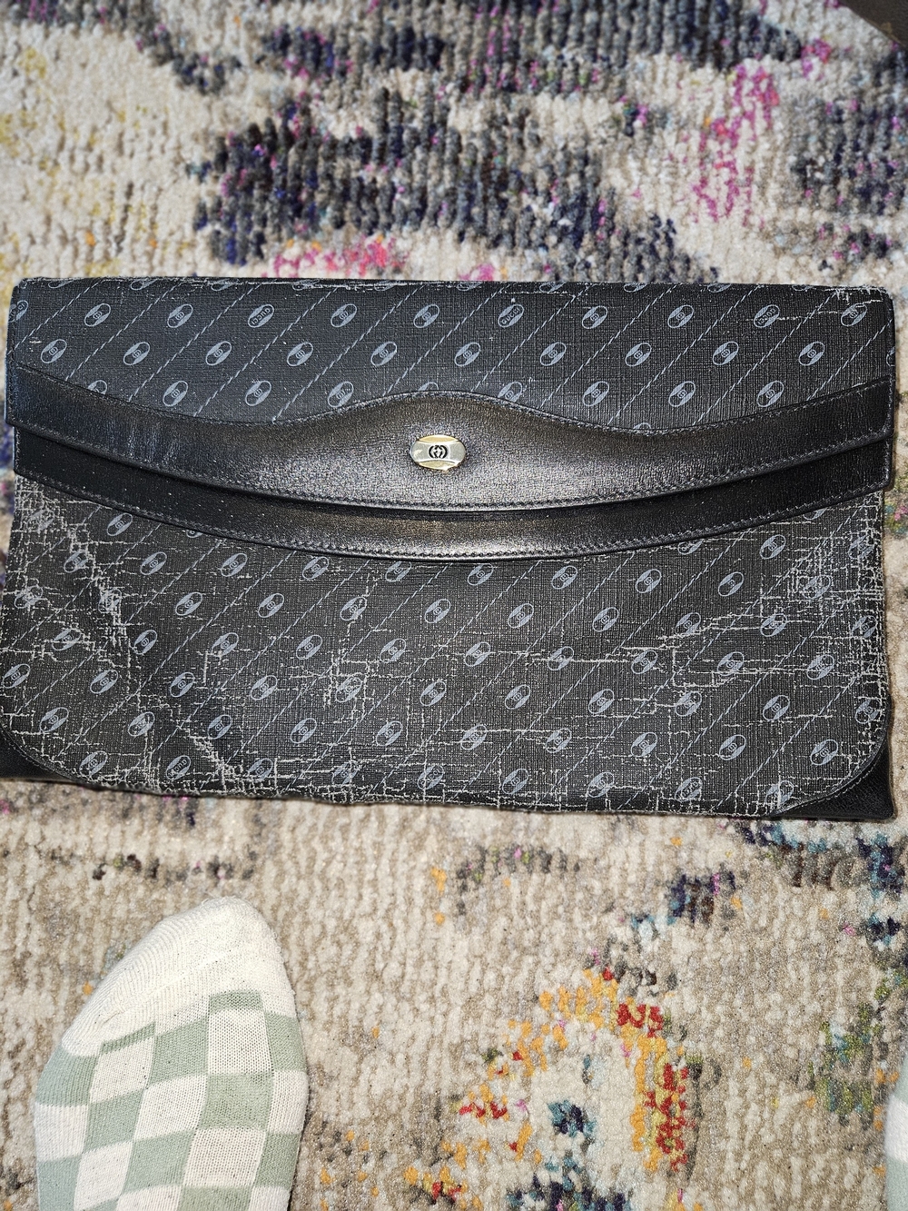 Gucci Black Patterned Envelope Clutch